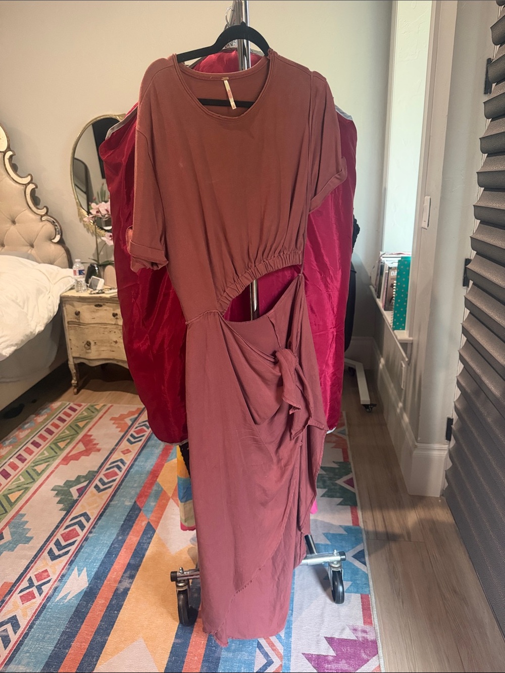 Free People Mauve Asymmetrical Cutout Knot Maxi Dress